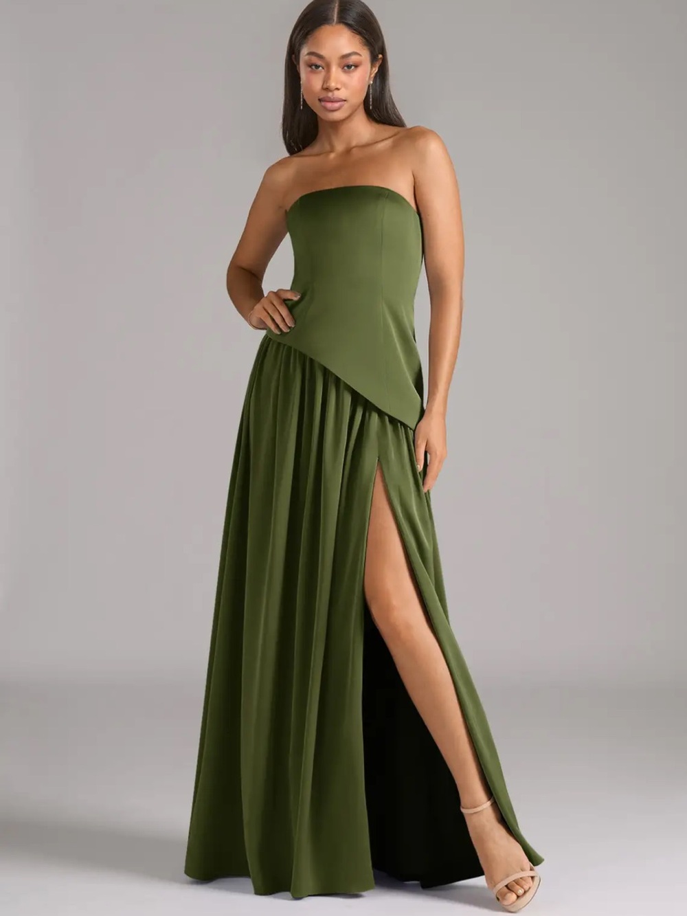 Azazie Adeline dress in Olive
